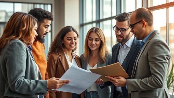 Diverse team discussing background checks for Texas small business in modern office.