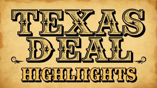 Vintage Texas Deal Highlights typography, retro design.