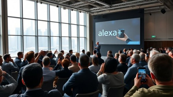 Tech event showcasing Amazon devices with Alexa+ support.