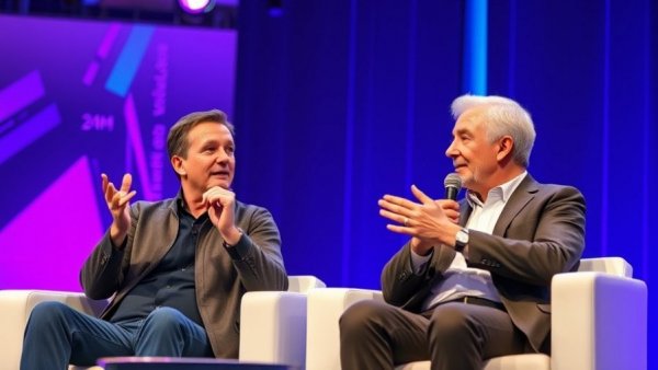 Focused tech discussion about privacy-conscious AI tools on stage.