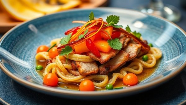 Colorful dish at top Austin restaurant, vibrant gourmet presentation.