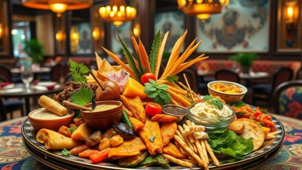 Gourmet platter at a top South Lamar restaurant featuring diverse dishes.