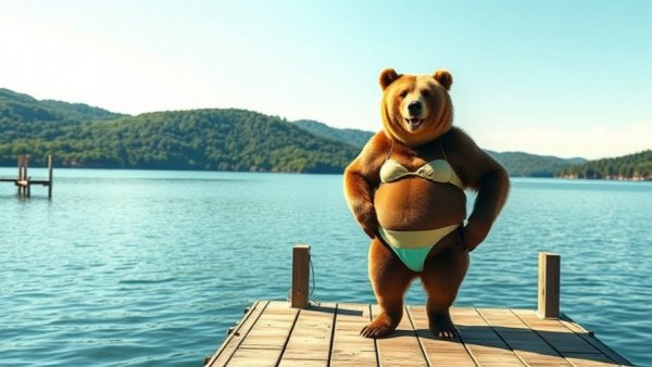 Creative YETI Billboard: Bear in bikini, marketing strategy.