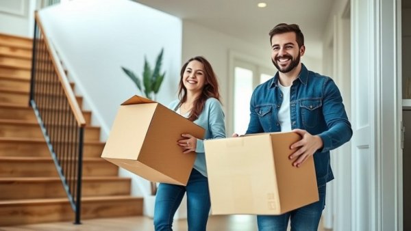 Couple moving into a modern home highlights moving trends in Houston 2026.