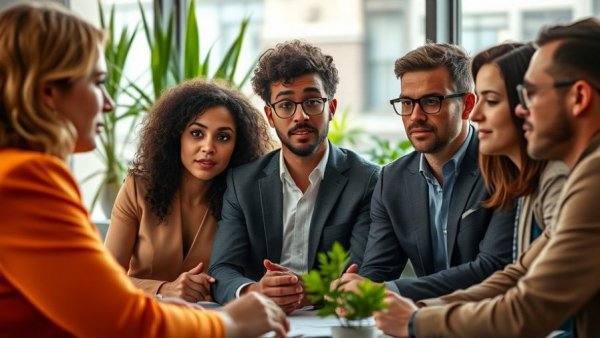 Effective conflict resolution methods discussed by professionals in a meeting.