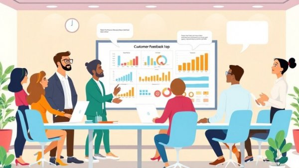 Illustration of customer feedback loop discussion in a Texas office