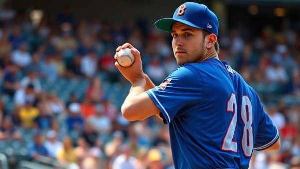 Exciting baseball action scene with player in blue uniform, Small Business Austin
