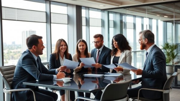 Business meeting discussing US business tax rate with diverse team.