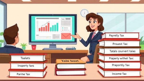 Business meeting on different types of business taxes.