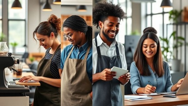 Diverse professionals in individual business settings in Texas.