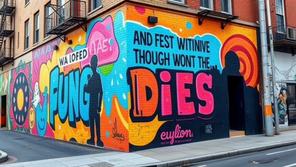 AI Tools for Small Businesses mural with artistic design in urban setting.