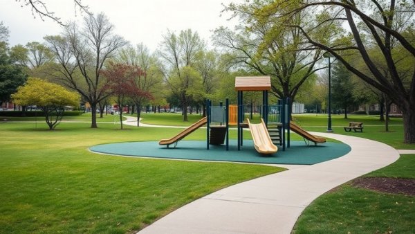 Austin Community Park Ridge Neighborhood playground under a cloudy sky.