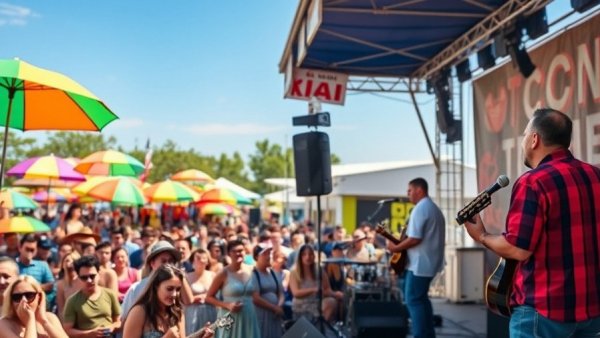 Live band performing at Austin Community May Day Festival.