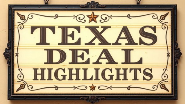Texas Deal Highlights sign with vintage lettering, promoting Texas small business growth.