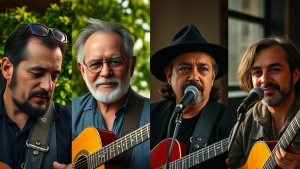 Artistic portraits of musicians showcasing diverse styles.