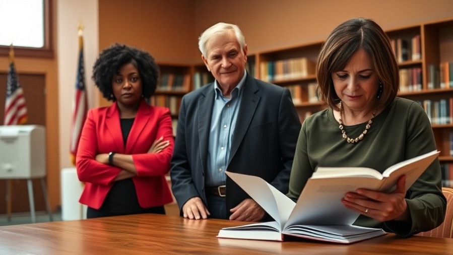 Harris County elections discussion in a library, highlighting community engagement.
