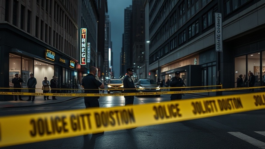 Police investigation scene in Austin at night with dark shadows and muted colors.