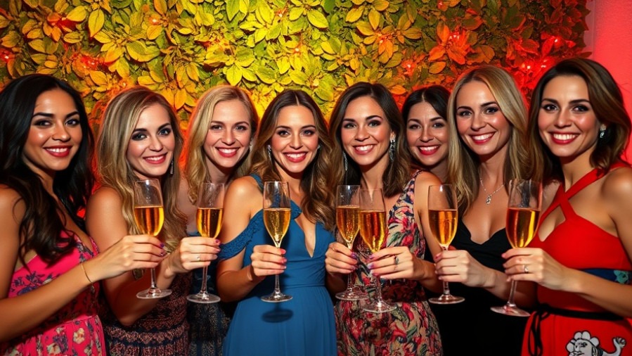 Stylish women celebrating in Austin's culinary scene against a vibrant backdrop.