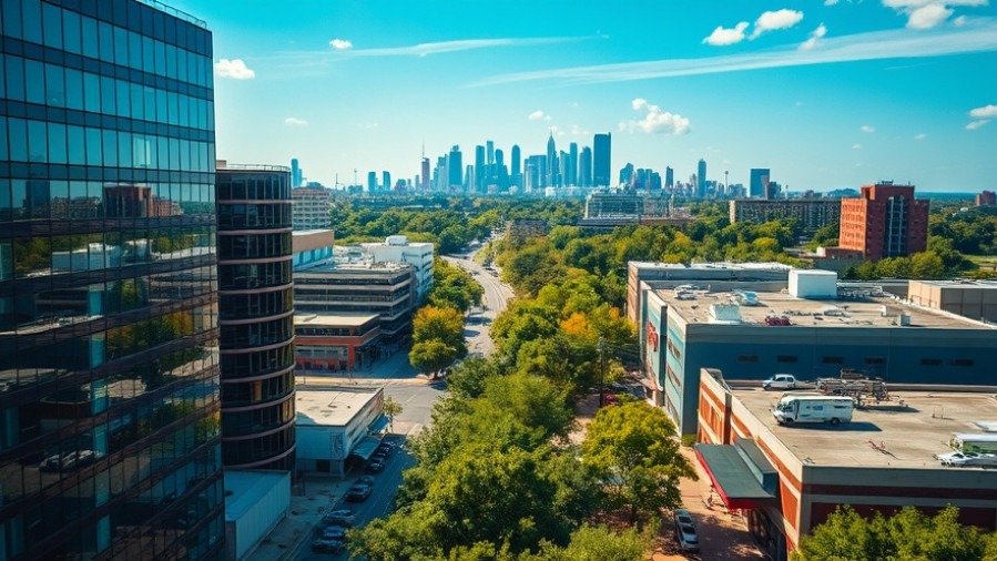 Aerial view of Bellaire TX showcasing affluent neighborhoods and vibrant commercial areas.