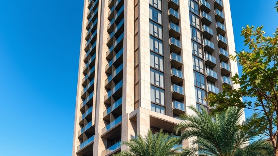 Modern high-rise for Houston real estate, showcasing luxury residences and sleek design.