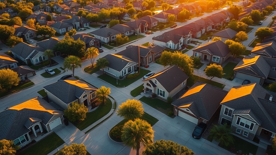 Aerial view of Northwest Houston property market showcasing middle-income homes with warm evening light.
