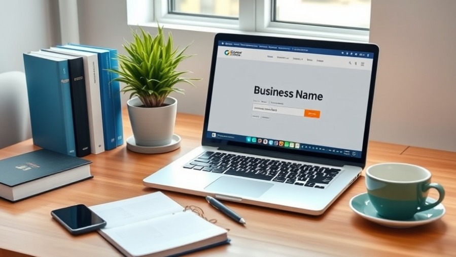 Sleek workspace showing Business Name Registration website for Texas entrepreneurs.