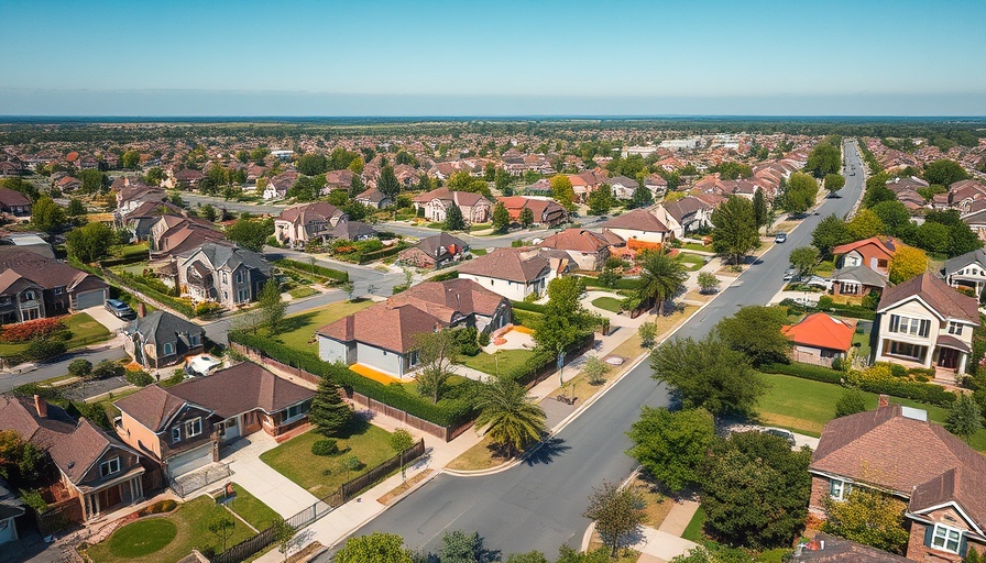 Harris County property value increases visualized through suburban development.