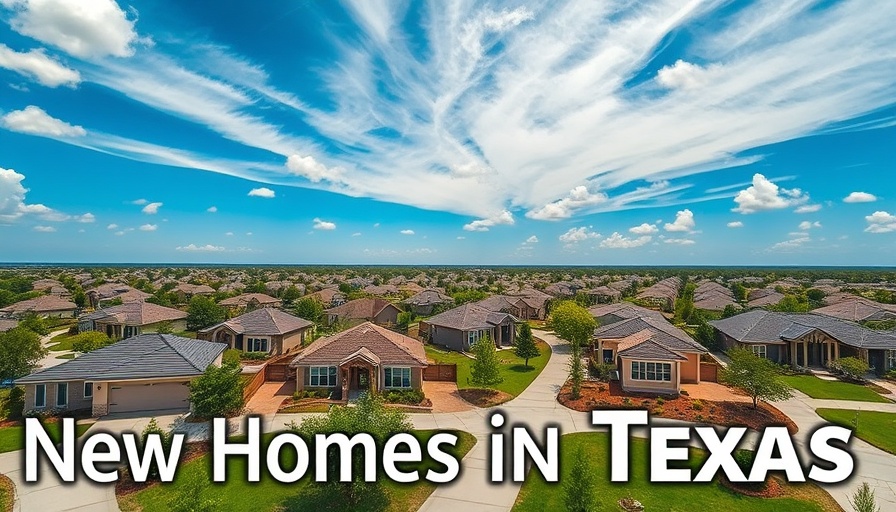 Aerial view of new home construction in Texas community.