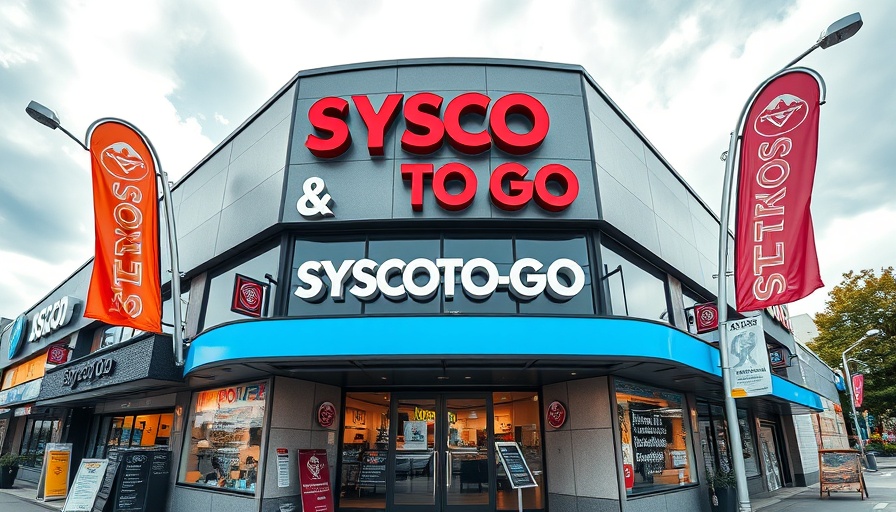 Sysco To Go store near NRG with clear signage and flags.