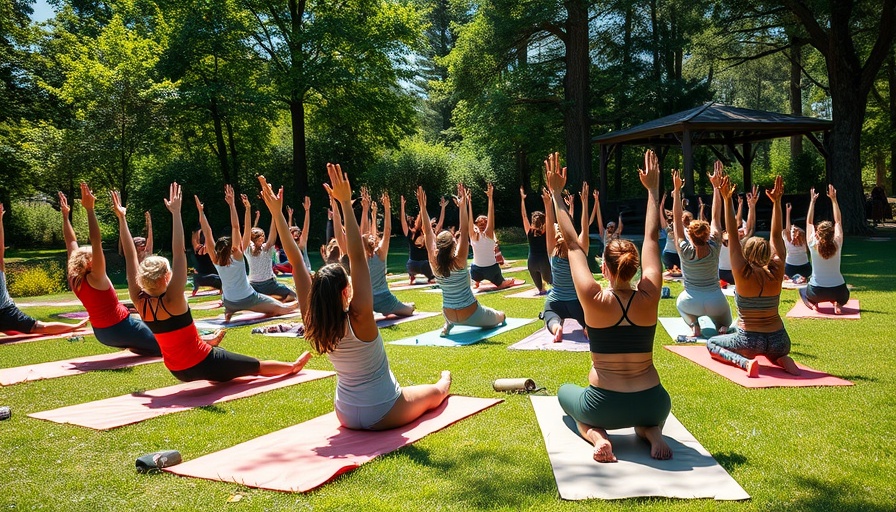 Vibrant outdoor yoga session during Austin weekend events.