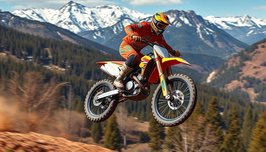 Motocross rider jumping in mountainous terrain during the Austin Film Festival 2025.