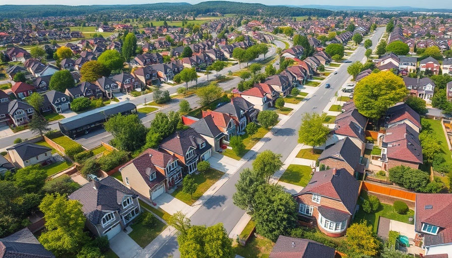 Aerial view of suburban homes illustrating housing market 2025 trends.