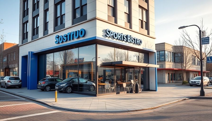 Modern architecture of sports bistro in northwest Houston real estate.