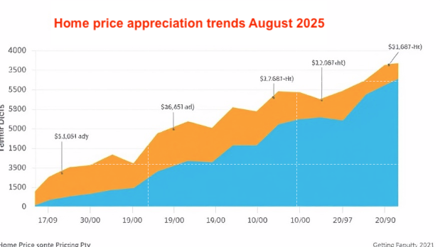Home price appreciation trends August 2025 graph with slowing data.