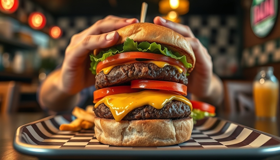 Juicy cheeseburger being assembled at Austin weekend event