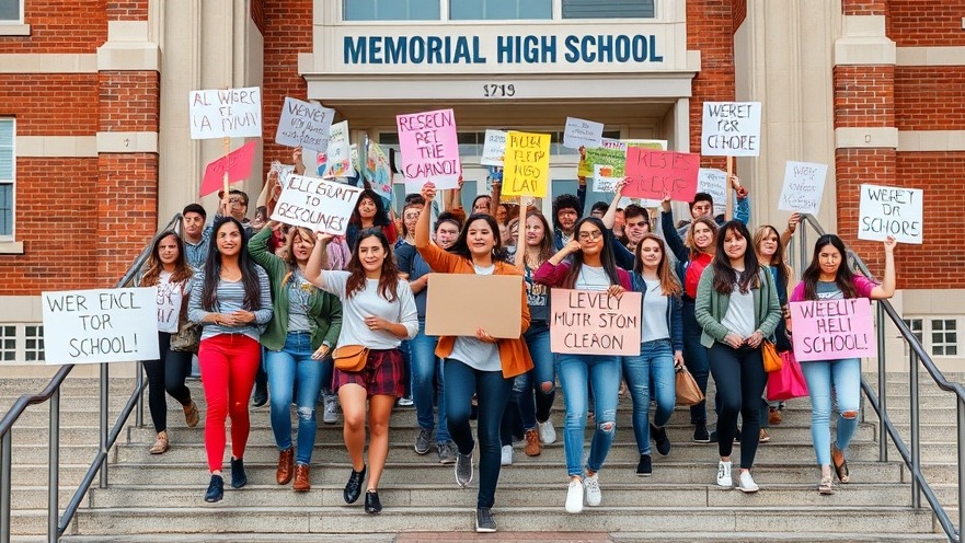 Diverse students rally at Memorial High School, highlighting Texas school districts and student activism.
