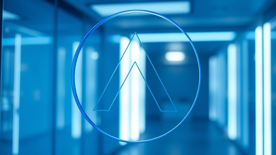 Minimalistic logo design featuring futuristic A's on a blue glass backdrop, symbolizing Enhanced Collaboration.