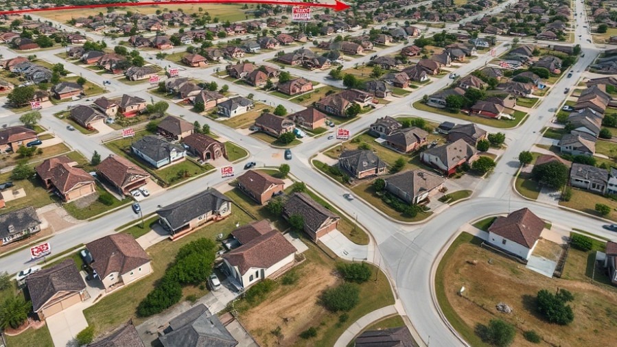 Aerial view of central Texas subdivision highlighting real estate trends and challenges in 2026.