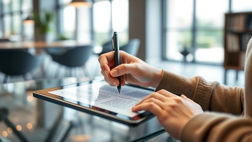 Person using a tablet for small business AI in a modern Texas setting.