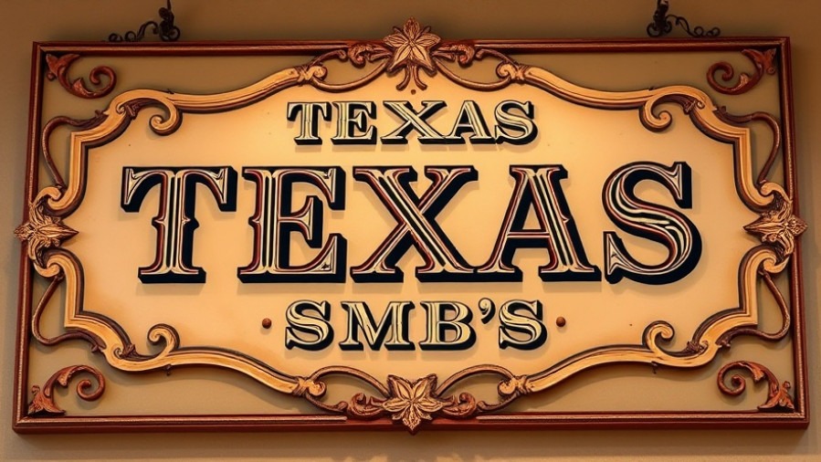 Vintage Texas SMB's sign showcasing elegant design, perfect for Entrepreneurs Texas.