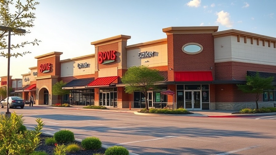 Bright morning at a Tomball shopping center showcasing 6 new eateries in Houston.