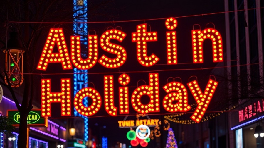 Vibrant holiday lights in Austin celebrating local culture and small business stories.