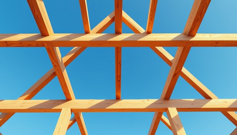 Wooden beams highlighting sustainable strategies in modern construction.