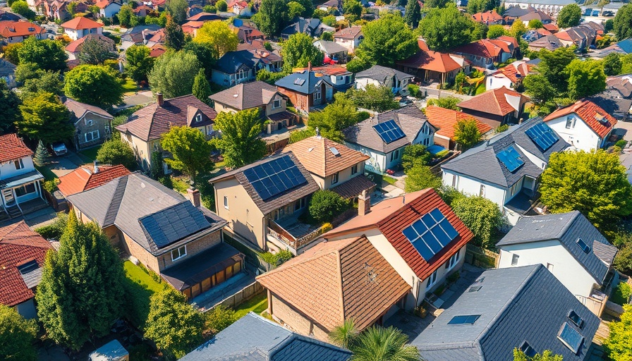 Modern neighborhood showcasing energy efficient homes.