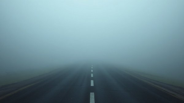 Foggy road conveying uncertainty, symbolizing IT roadmaps.
