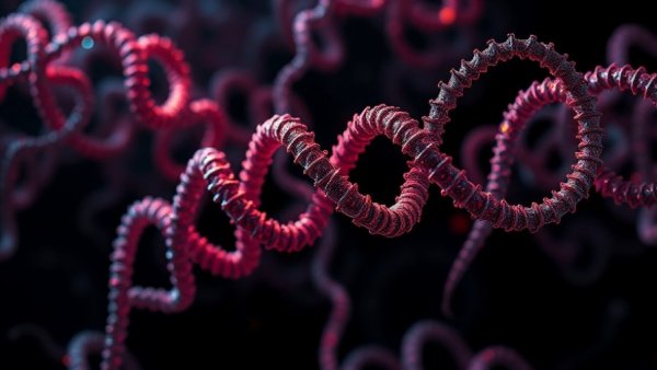 AI in scientific research visualizing molecular structures in abstract forms.
