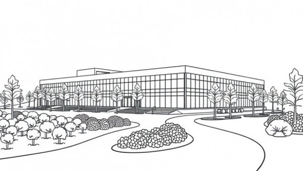 Illustration of modern office complex representing Indian IT industry adapting to generative AI.