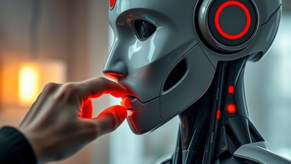 Futuristic robot with red button, highlighting AI trends for CIOs.