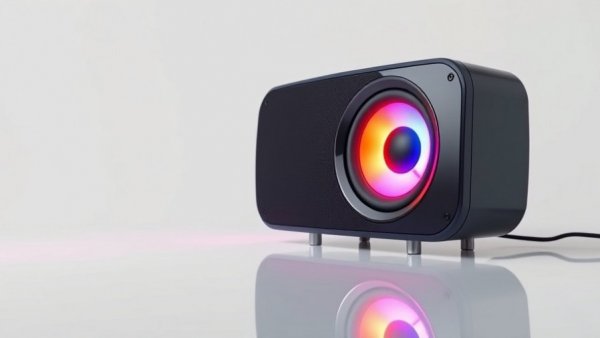 AI Karaoke Master Speaker with glowing LED lights, sleek design