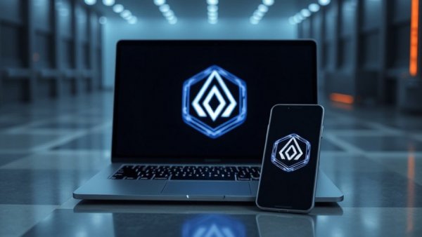 AI-driven content moderation technology setup with logos on devices.